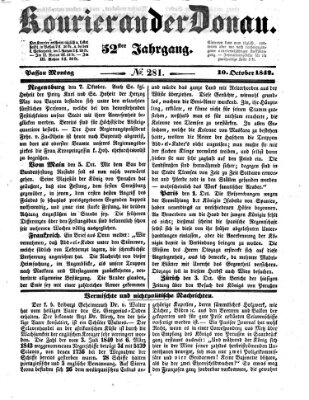 Kourier an der Donau (Donau-Zeitung) Montag 10. Oktober 1842