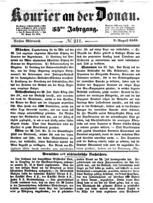 Kourier an der Donau (Donau-Zeitung) Mittwoch 2. August 1843