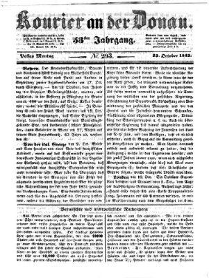 Kourier an der Donau (Donau-Zeitung) Montag 23. Oktober 1843