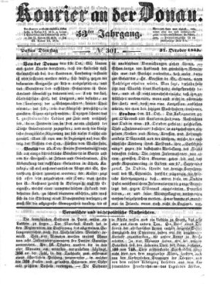 Kourier an der Donau (Donau-Zeitung) Dienstag 31. Oktober 1843