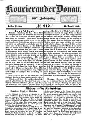 Kourier an der Donau (Donau-Zeitung) Freitag 22. August 1845