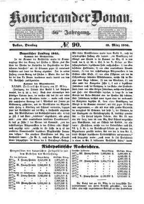 Kourier an der Donau (Donau-Zeitung) Dienstag 31. März 1846