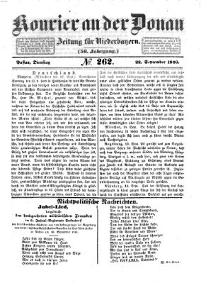 Kourier an der Donau (Donau-Zeitung) Dienstag 22. September 1846