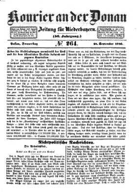 Kourier an der Donau (Donau-Zeitung) Donnerstag 24. September 1846