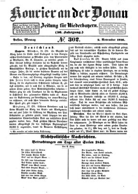 Kourier an der Donau (Donau-Zeitung) Montag 2. November 1846