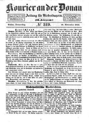 Kourier an der Donau (Donau-Zeitung) Donnerstag 19. November 1846
