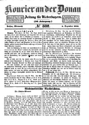 Kourier an der Donau (Donau-Zeitung) Mittwoch 2. Dezember 1846
