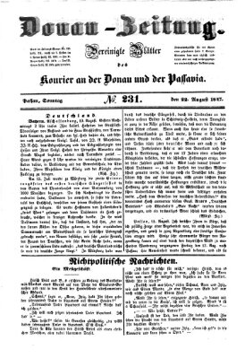 Donau-Zeitung Sonntag 22. August 1847