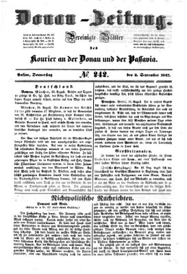 Donau-Zeitung Donnerstag 2. September 1847