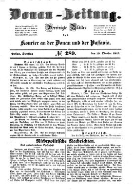 Donau-Zeitung Dienstag 19. Oktober 1847