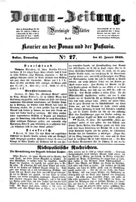 Donau-Zeitung Donnerstag 27. Januar 1848