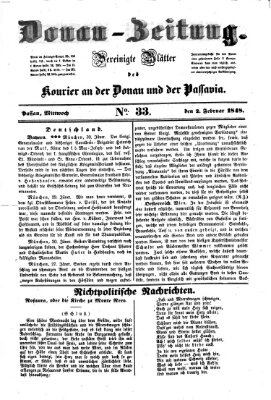 Donau-Zeitung Mittwoch 2. Februar 1848