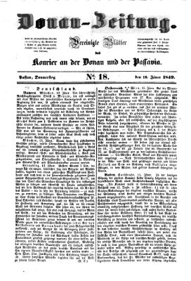 Donau-Zeitung Donnerstag 18. Januar 1849