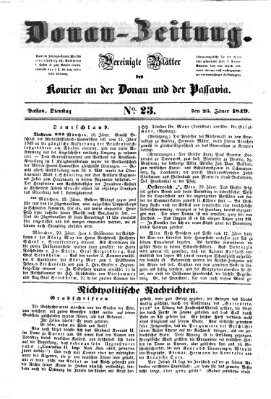 Donau-Zeitung Dienstag 23. Januar 1849
