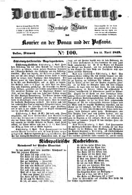 Donau-Zeitung Mittwoch 11. April 1849