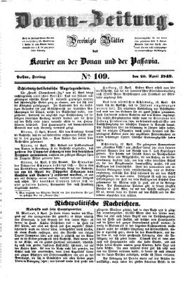 Donau-Zeitung Freitag 20. April 1849