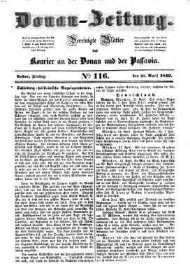 Donau-Zeitung Freitag 27. April 1849