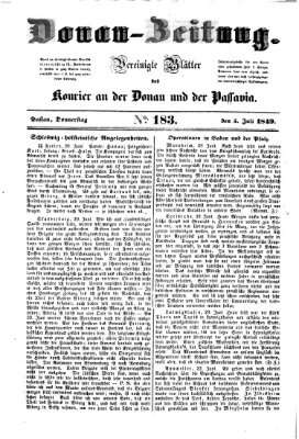 Donau-Zeitung Donnerstag 5. Juli 1849