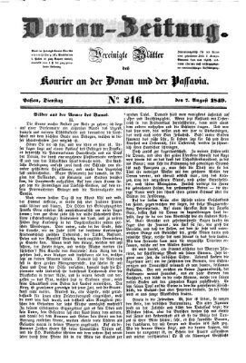 Donau-Zeitung Dienstag 7. August 1849