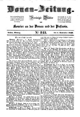 Donau-Zeitung Montag 3. September 1849