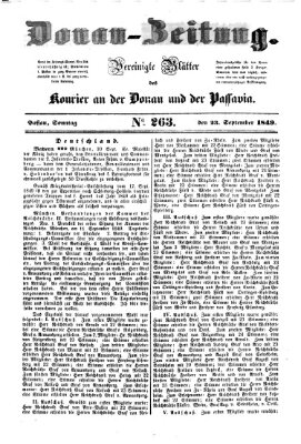 Donau-Zeitung Sonntag 23. September 1849