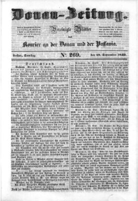 Donau-Zeitung Samstag 29. September 1849