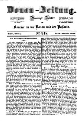 Donau-Zeitung Sonntag 18. November 1849