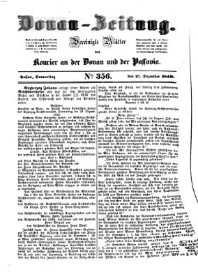 Donau-Zeitung Donnerstag 27. Dezember 1849