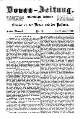 Donau-Zeitung Mittwoch 2. Januar 1850