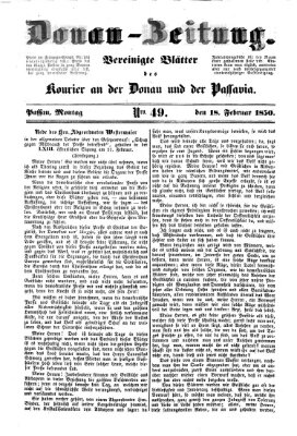 Donau-Zeitung Montag 18. Februar 1850