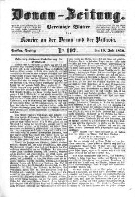 Donau-Zeitung Freitag 19. Juli 1850