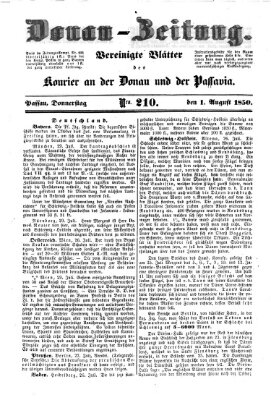 Donau-Zeitung Donnerstag 1. August 1850