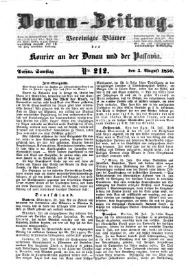 Donau-Zeitung Samstag 3. August 1850
