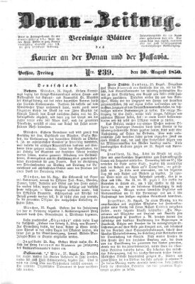 Donau-Zeitung Freitag 30. August 1850