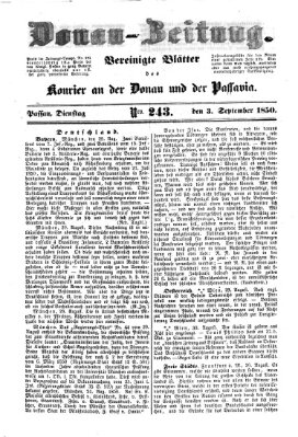 Donau-Zeitung Dienstag 3. September 1850