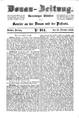 Donau-Zeitung Freitag 11. Oktober 1850