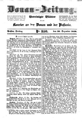 Donau-Zeitung Freitag 20. Dezember 1850