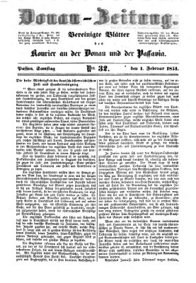 Donau-Zeitung Samstag 1. Februar 1851