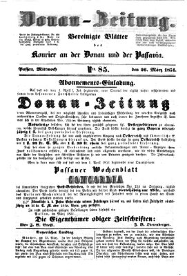 Donau-Zeitung Mittwoch 26. März 1851