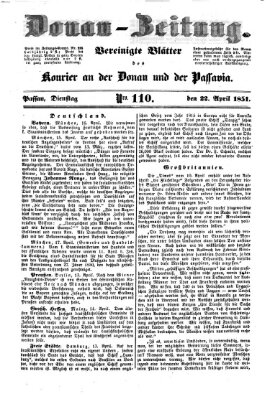 Donau-Zeitung Dienstag 22. April 1851