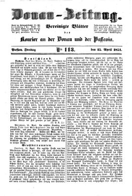 Donau-Zeitung Freitag 25. April 1851