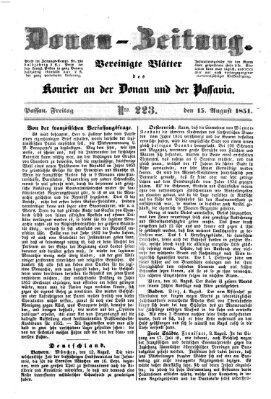 Donau-Zeitung Freitag 15. August 1851