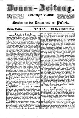 Donau-Zeitung Montag 29. September 1851