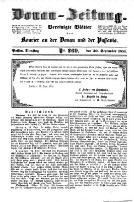 Donau-Zeitung Dienstag 30. September 1851