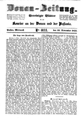 Donau-Zeitung Mittwoch 12. November 1851