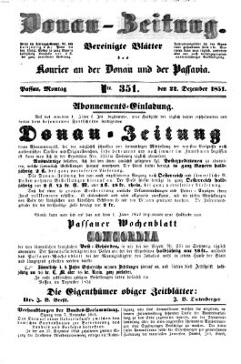 Donau-Zeitung Montag 22. Dezember 1851