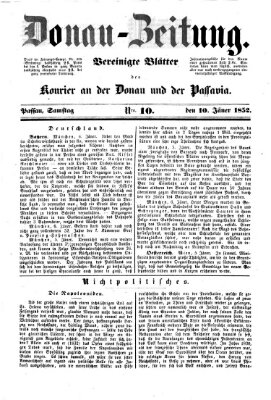 Donau-Zeitung Samstag 10. Januar 1852