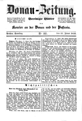 Donau-Zeitung Samstag 17. Januar 1852