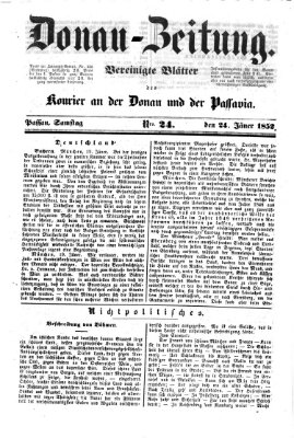 Donau-Zeitung Samstag 24. Januar 1852