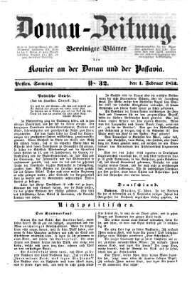 Donau-Zeitung Sonntag 1. Februar 1852
